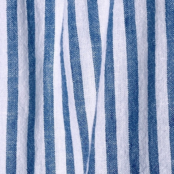 BeachLunchLounge | Blue Stripe Saison Linen Blend Tiered Sleeveless Dress, Small - Picture 5 of 10